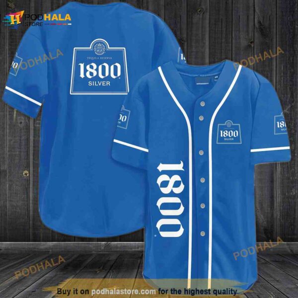 1800 Tequila Silver All Over Print Unisex 3D Baseball Jersey