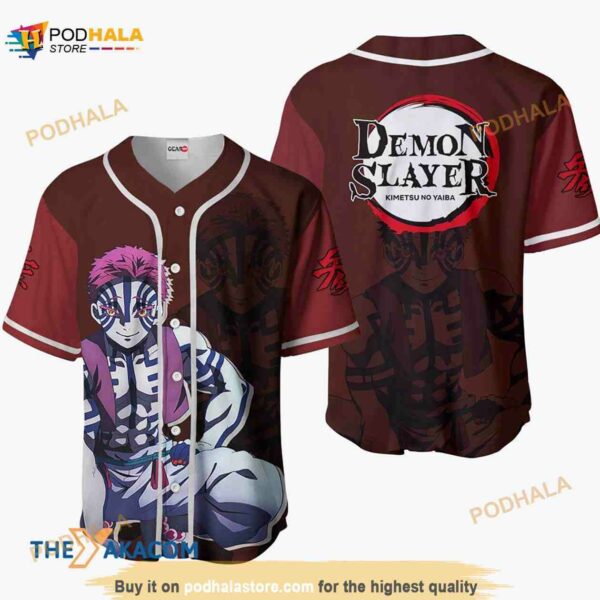 Akaza Kimetsu Anime Gift Christmas For Fan 3D Baseball Jersey Shirt