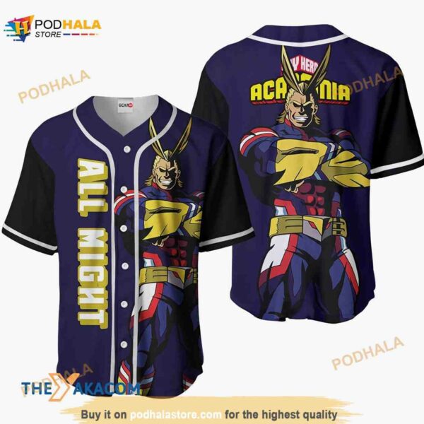 All Might My Hero Academia Anime Gift Christmas For Fan 3D Baseball Jersey Shirt