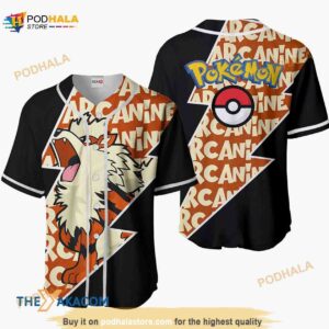 Arcanine Pokemon Anime Gift Christmas For Fan 3D Baseball Jersey Shirt