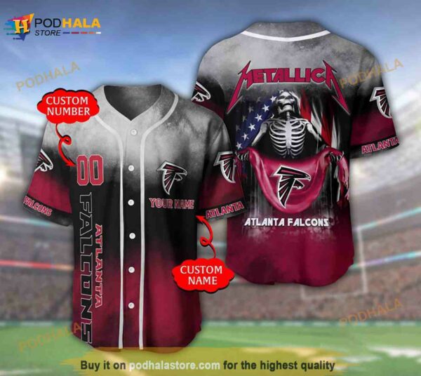 Atlanta Falcons Custom Name Number Metallica 3D Baseball Jersey