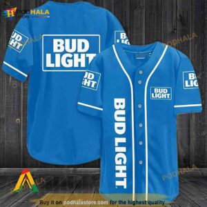 Azure Bud Light 3D Baseball Jersey