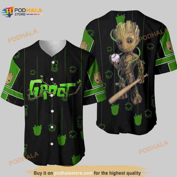 Baby Groot Marvel All Over Print Pinstripe Unisex 3D Baseball Jersey