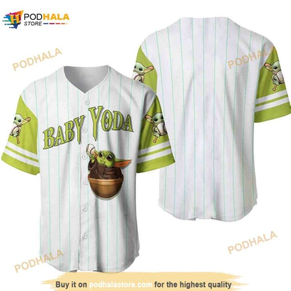 Baby Yoda Star Wars All Over Print Pinstripe 3D Baseball Jersey