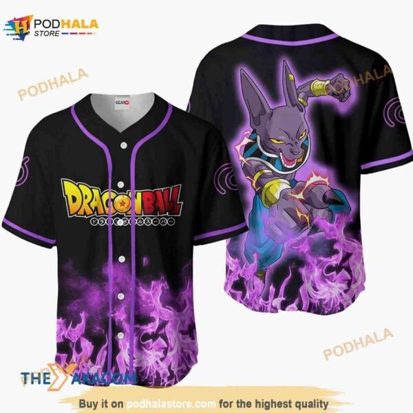 Beerus Dragon Ball Anime Gift Christmas For Fan 3D Baseball Jersey Shirt