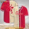 Beige And Red Split Chick Fil A 3D Baseball Jersey