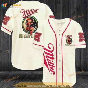 Beige Miller High Life 3D Baseball Jersey