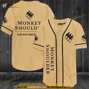 Beige Monkey Shoulder Whiskey 3D Baseball Jersey