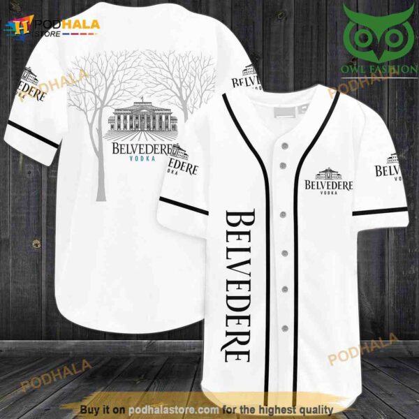 Belvedere White 3D Baseball Jersey Shirt