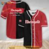 Black And Crimson Split Rheingold Beer 3D Baseball Jersey