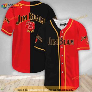 Black And Red Split Jim Beam 3D Baseball Jersey