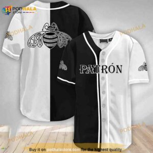 Black And White Split Patron Tequila 3D Baseball Jersey