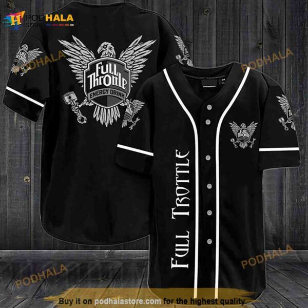 Black Full Throttle 3D Baseball Jersey