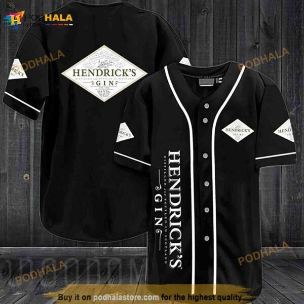 Black Hendrick’s Gin 3D Baseball Jersey