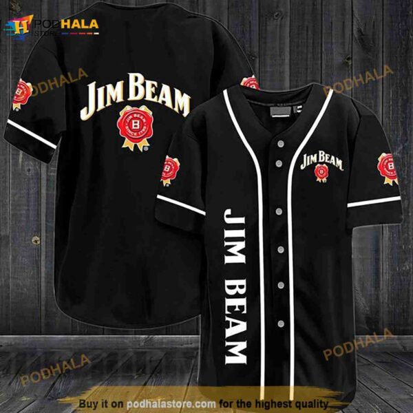 Black Jim Beam Bourbon Whiskey 3D Baseball Jersey