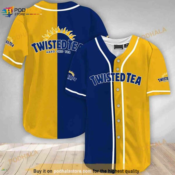 Blue And Yellow Split Twisted Tea 3D Baseball Jersey