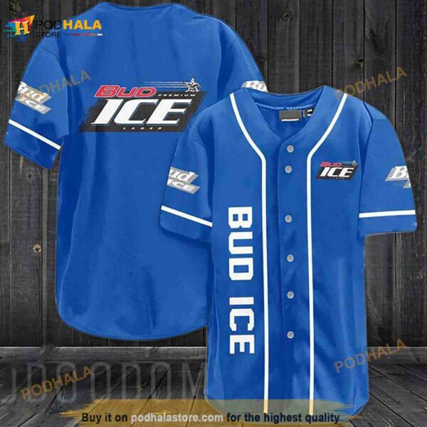 Blue Bud Ice Beer 3D Baseball Jersey