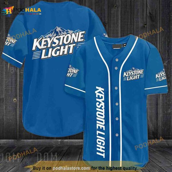 Blue Keystone Light 3D Baseball Jersey