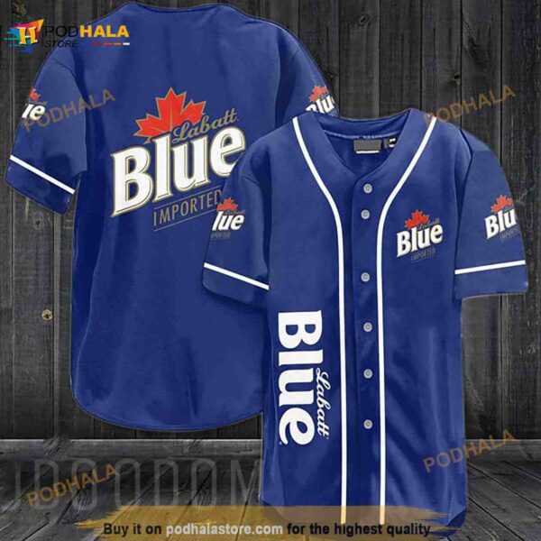 Blue Labatt Blue Beer 3D Baseball Jersey