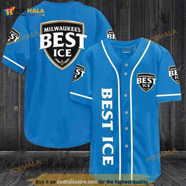 Blue Milwaukee’s Best Ice 3D Baseball Jersey