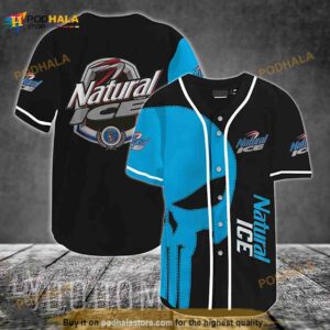 Blue Skull Natural Ice 3D Baseball Jersey