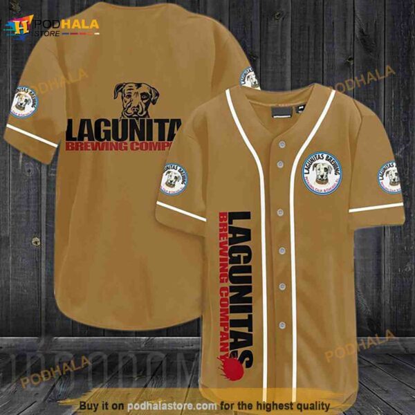 Brown Lagunitas Brewing 3D Baseball Jersey