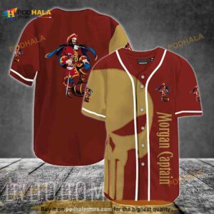 Brown Skull Captain Morgan 3D Baseball Jersey