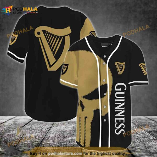 Brown Skull Guinness 3D Baseball Jersey