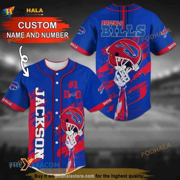 Buffalo Bills Nfl Personalized 3D Baseball Jersey Shirt No1 Dad