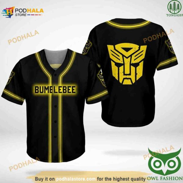 Bumblebee Transformer 3D Baseball Jersey Shirt