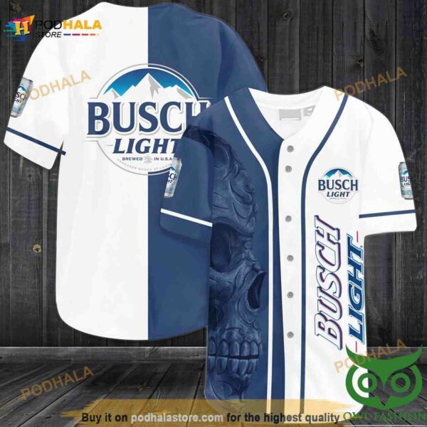 Busch Light Skull 3D Baseball Jersey Shirt