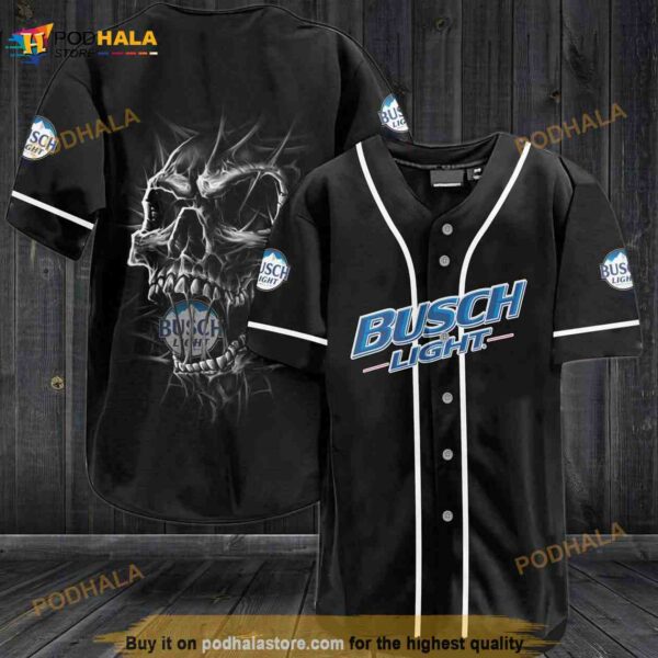 Busch Light Skull 3D Baseball Jersey Vy8