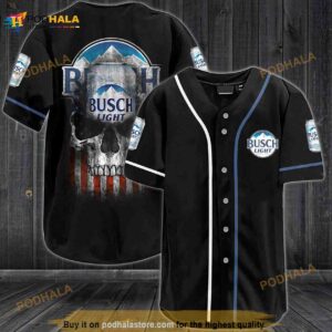 Busch Light Skull Usa Flag All Over Print Unisex 3D Baseball Jersey