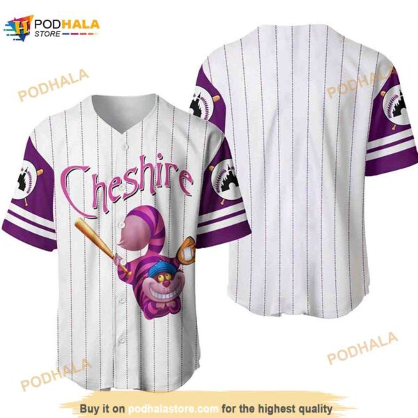 Cheshire Cat Disney All Over Print Pinstripe 3D Baseball Jersey