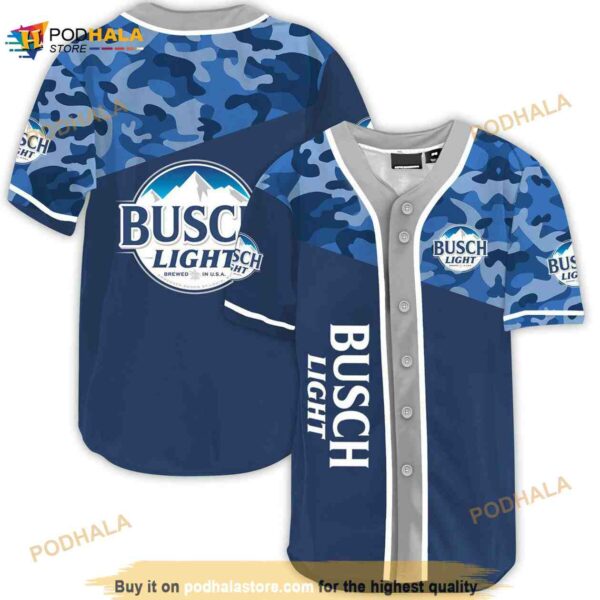 Classic Camouflage Busch Light 3D Baseball Jersey