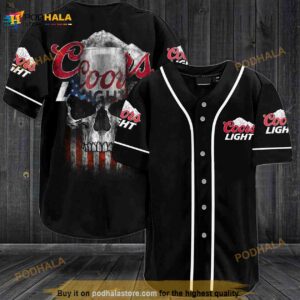 Coors Light Usa Flag Skull All Over Print Unisex 3D Baseball Jersey