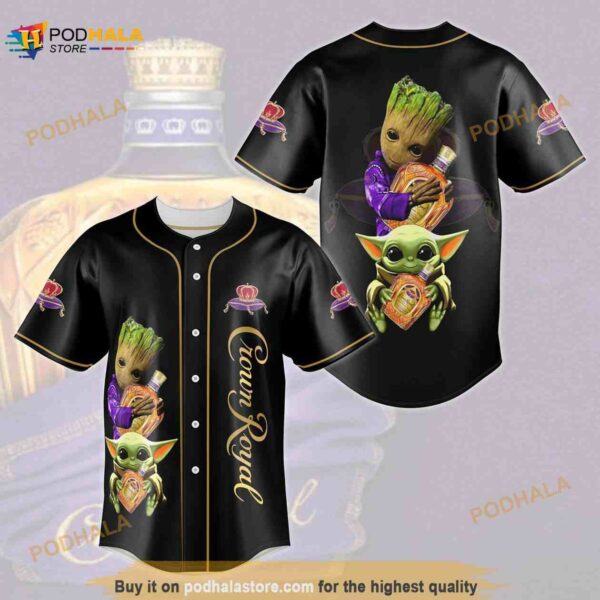 Crown Royal Baby Yoda And Groot All Over Print Unisex 3D Baseball Jersey