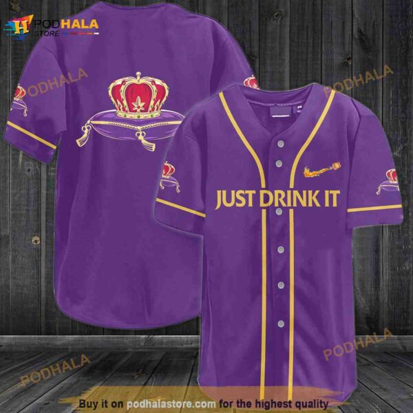 Crown Royal Just Drink It All Over Print Unisex 3D Baseball Jersey