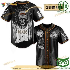 Custom Name Ac Dc Band Rock And Roll Guitar 3D Baseball Jersey Shirt