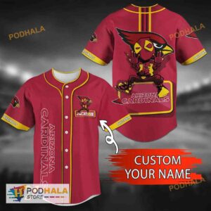 Custom Name Arizona Cardinals Unique Gifts NFL 3D Baseball Jersey Shirt