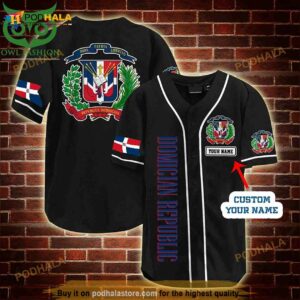 Custom Name Dominican Republic 3D Baseball Jersey Shirt