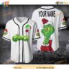 Custom Name Grinch Face Christmas Baseball Jersey