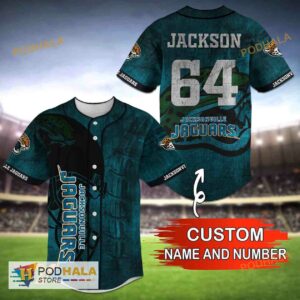 Custom Name Jacksonville Jaguars NFL 3D Baseball Jersey Shirt For Fans