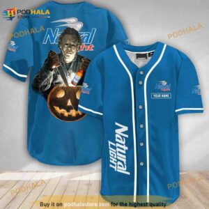 Custom Name Michael Myers Pumpkin Natural Light 3D Baseball Jersey