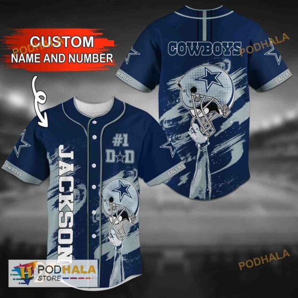 Custom Name Number Dallas Cowboys NFL 3D Baseball Jersey Shirt