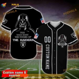 Custom Name Number Las Vegas Raiders 3D Baseball Jersey Darth Vader Star Wars