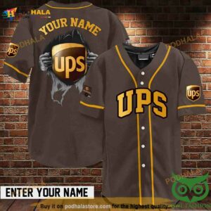 Custom Name Parcel Yellow And Brown 3D Baseball Jersey Shirt