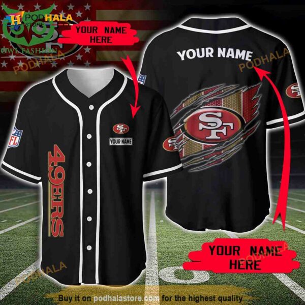 Custom Name San Francisco 49ers 3D Baseball Jersey Shirt