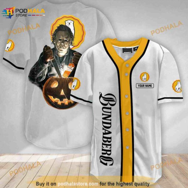 Custom Name Scary Michael Myers Pumpkin Bundaberg 3D Baseball Jersey