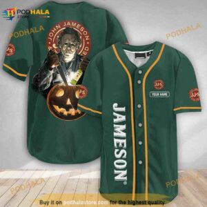 Custom Name Scary Michael Myers Pumpkin Jameson 3D Baseball Jersey